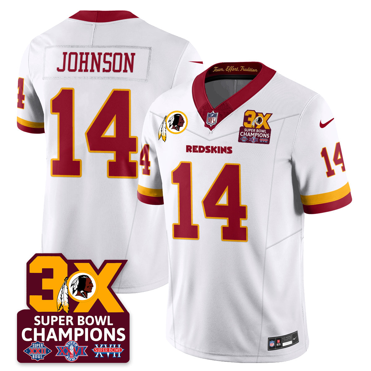 WAS 3-Time Champions Patch Vapor Limited Jersey - All Stitched-DTD