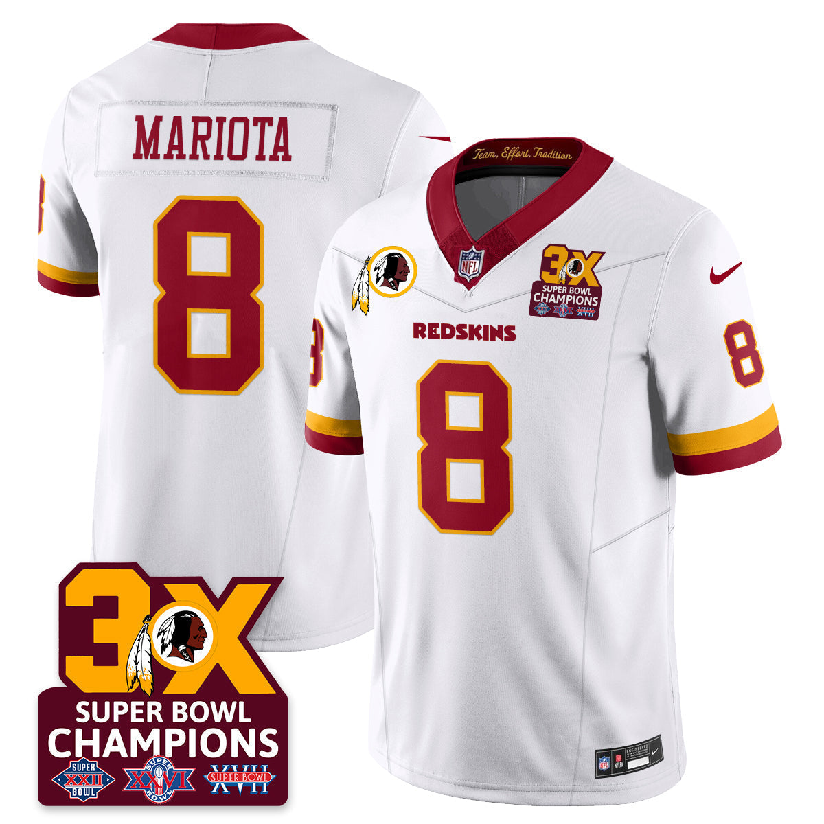 WAS 3-Time Champions Patch Vapor Limited Jersey - All Stitched-DTD