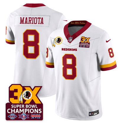 WAS 3-Time Champions Patch Vapor Limited Jersey - All Stitched-DTD
