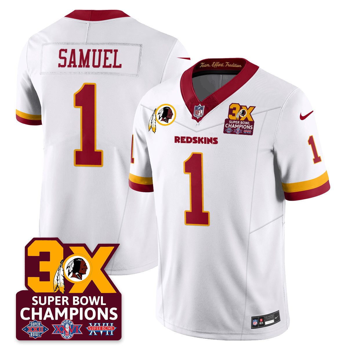 WAS 3-Time Champions Patch Vapor Limited Jersey - All Stitched-DTD