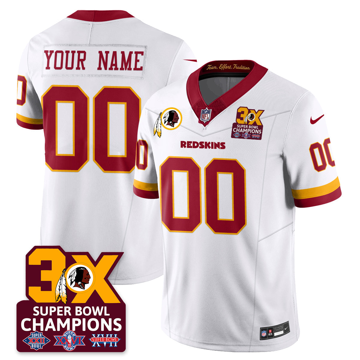 Custom WAS 3-Time Champions Patch Vapor Limited Jersey - All Stitched-DTD