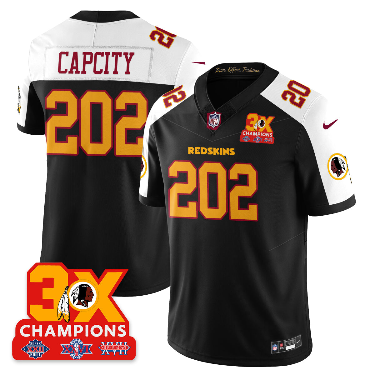 WAS 3-Time Champions Patch Vapor Limited Throwback Jersey - All Stitched-DTD