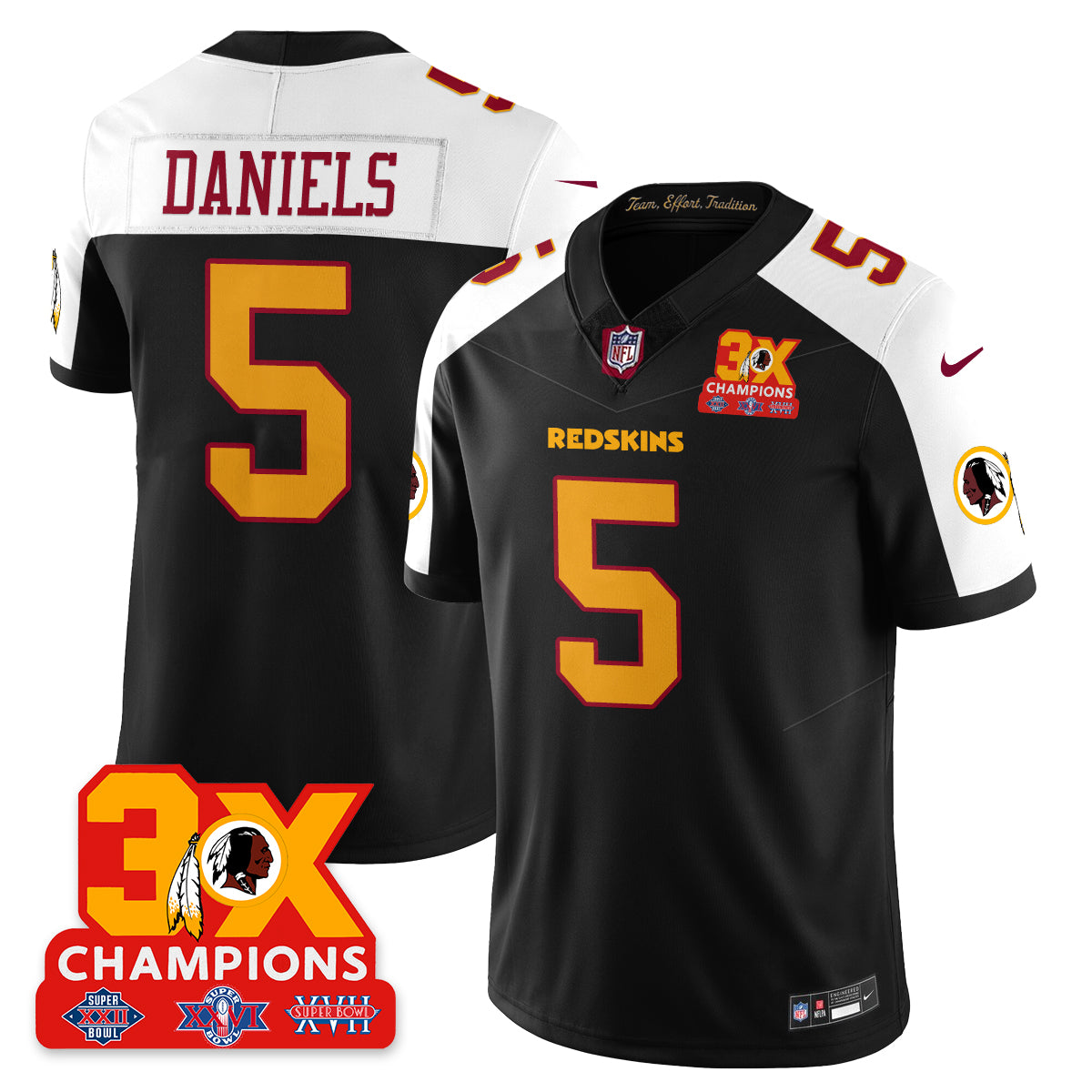 WAS 3-Time Champions Patch Vapor Limited Throwback Jersey - All Stitched-DTD