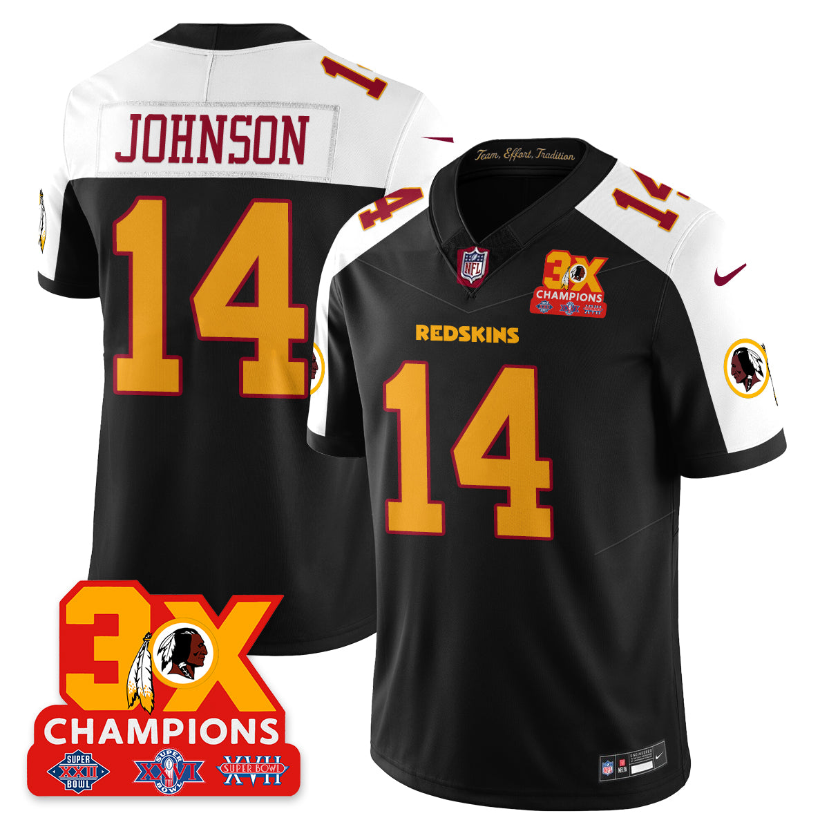 WAS 3-Time Champions Patch Vapor Limited Throwback Jersey - All Stitched-DTD