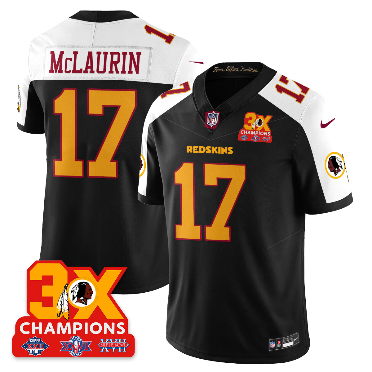 WAS 3-Time Champions Patch Vapor Limited Throwback Jersey - All Stitched-DTD