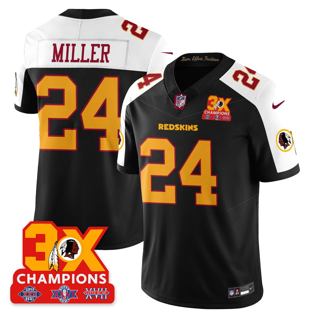 WAS 3-Time Champions Patch Vapor Limited Throwback Jersey - All Stitched-DTD