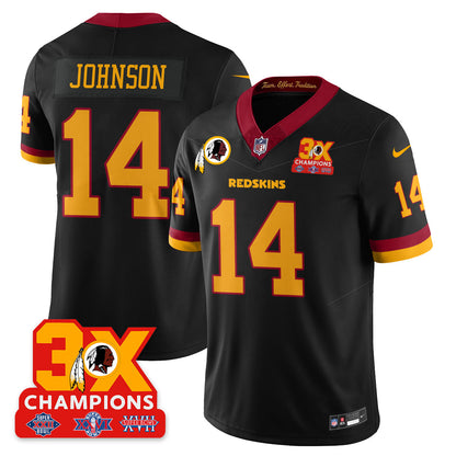 WAS 3-Time Champions Patch Vapor Limited Throwback Jersey - All Stitched-DTD