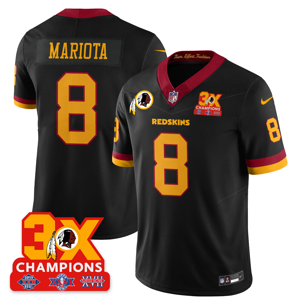 WAS 3-Time Champions Patch Vapor Limited Throwback Jersey - All Stitched-DTD