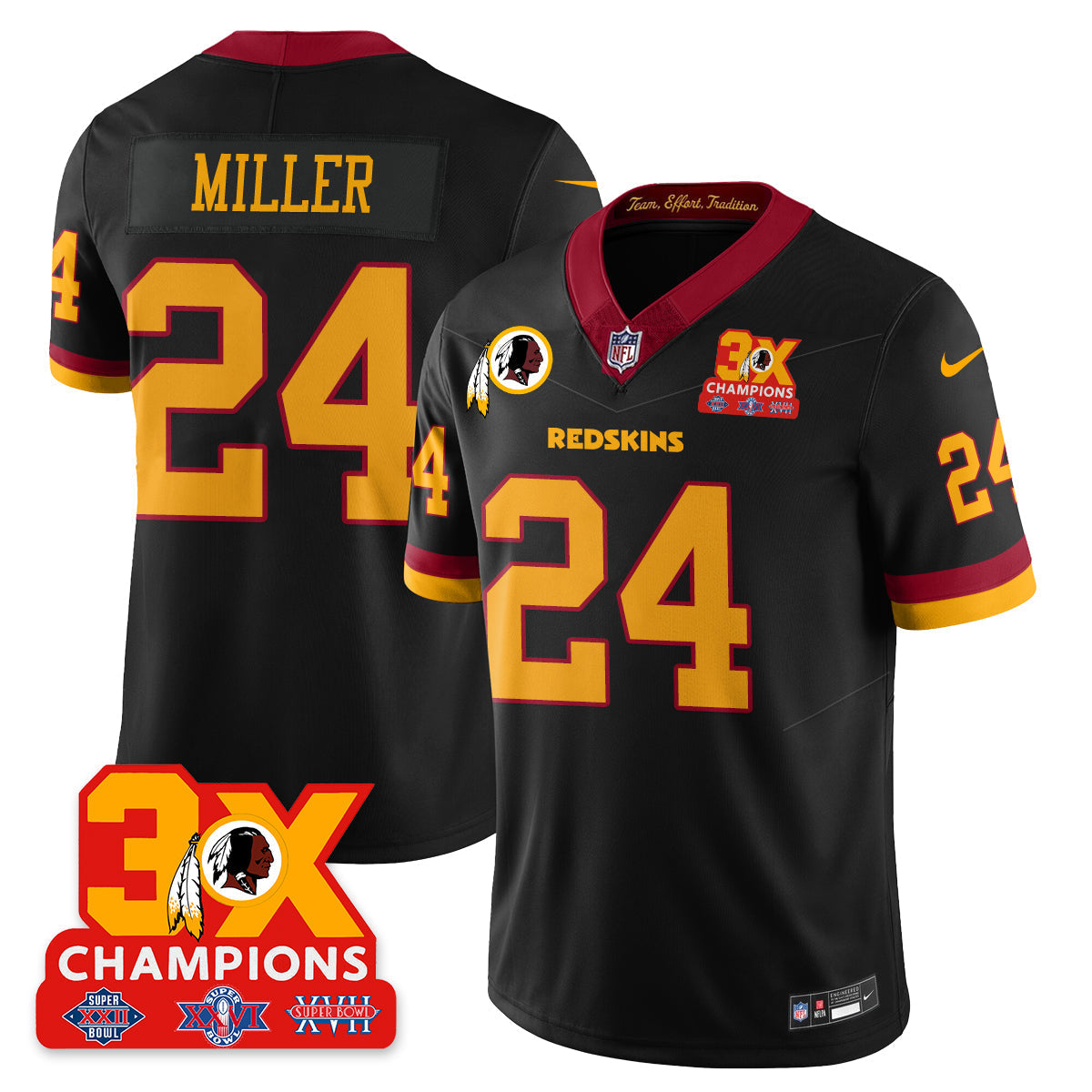 WAS 3-Time Champions Patch Vapor Limited Throwback Jersey - All Stitched-DTD