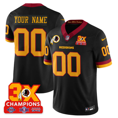 Custom WAS 3-Time Champions Patch Vapor Limited Throwback Jersey - All Stitched-DTD