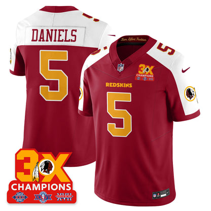 WAS 3-Time Champions Patch Vapor Limited Throwback Jersey - All Stitched-DTD