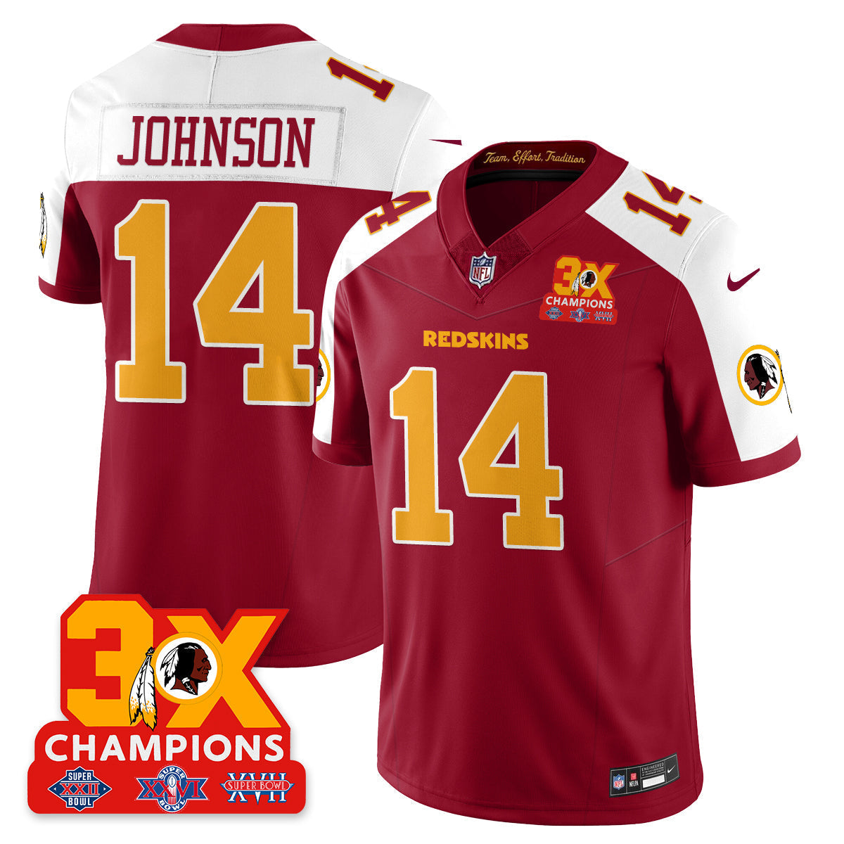 WAS 3-Time Champions Patch Vapor Limited Throwback Jersey - All Stitched-DTD