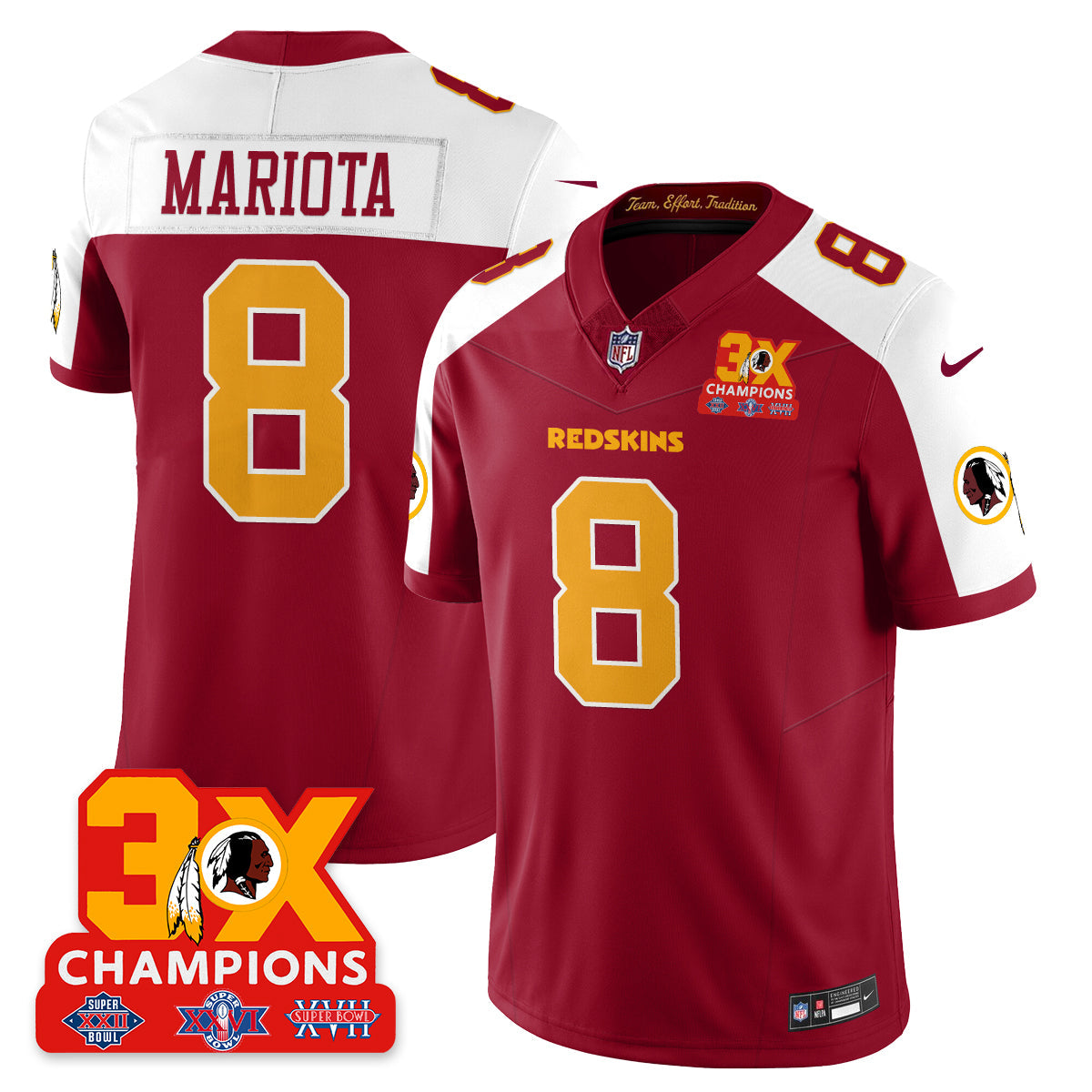 WAS 3-Time Champions Patch Vapor Limited Throwback Jersey - All Stitched-DTD