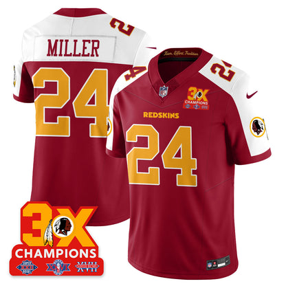 WAS 3-Time Champions Patch Vapor Limited Throwback Jersey - All Stitched-DTD