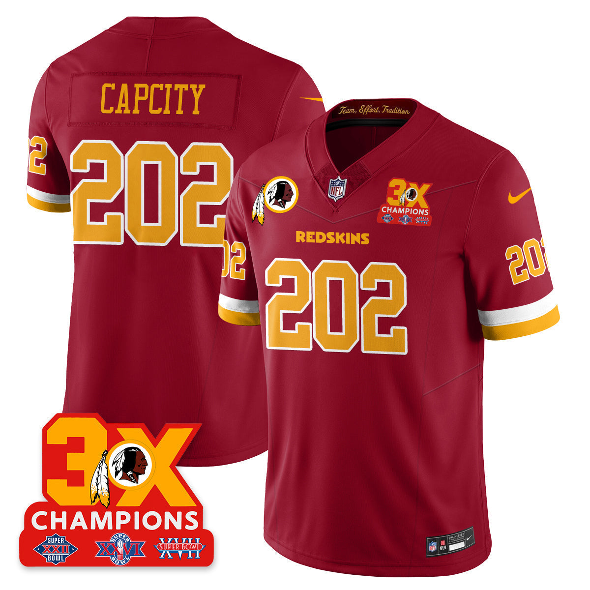 WAS 3-Time Champions Patch Vapor Limited Throwback Jersey - All Stitched-DTD