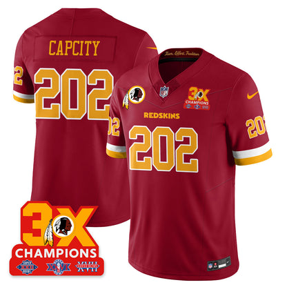 WAS 3-Time Champions Patch Vapor Limited Throwback Jersey - All Stitched-DTD