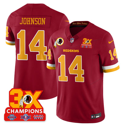 WAS 3-Time Champions Patch Vapor Limited Throwback Jersey - All Stitched-DTD