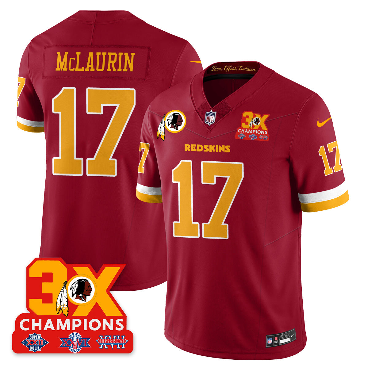 WAS 3-Time Champions Patch Vapor Limited Throwback Jersey - All Stitched-DTD