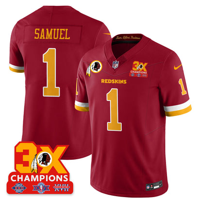 WAS 3-Time Champions Patch Vapor Limited Throwback Jersey - All Stitched-DTD