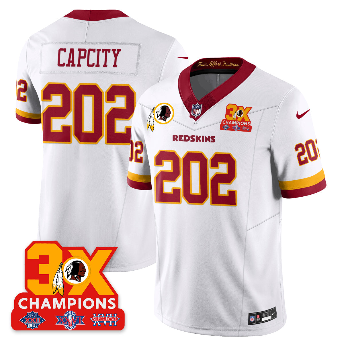 WAS 3-Time Champions Patch Vapor Limited Throwback Jersey - All Stitched-DTD