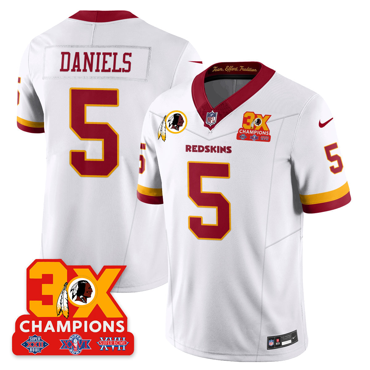 WAS 3-Time Champions Patch Vapor Limited Throwback Jersey - All Stitched-DTD