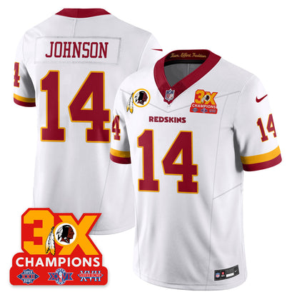 WAS 3-Time Champions Patch Vapor Limited Throwback Jersey - All Stitched-DTD