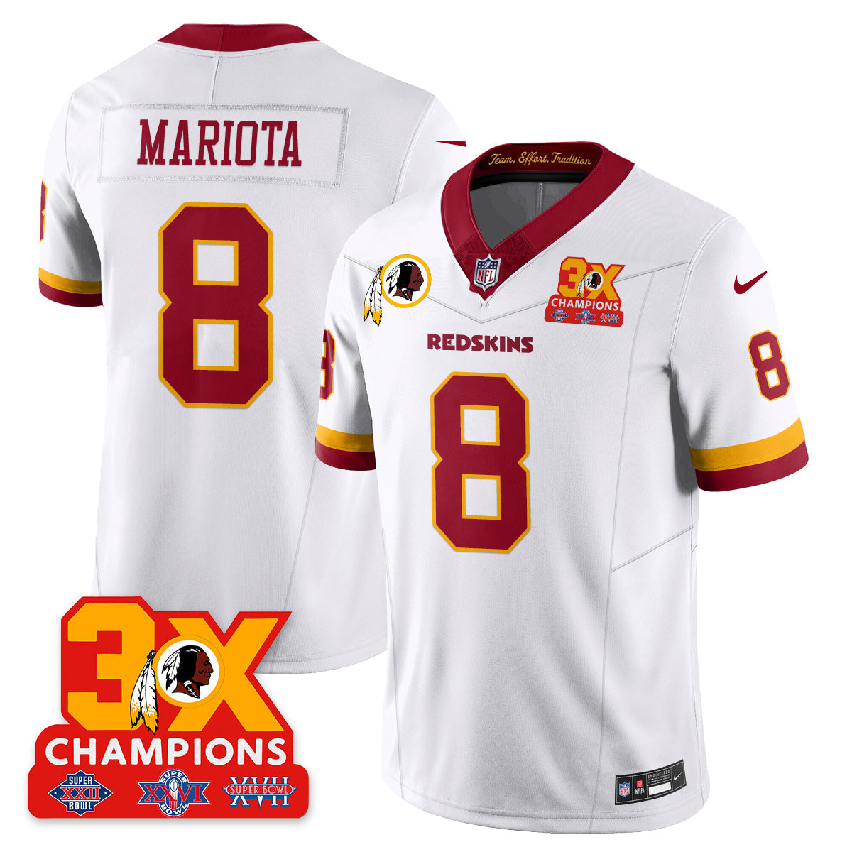 WAS 3-Time Champions Patch Vapor Limited Throwback Jersey - All Stitched-DTD