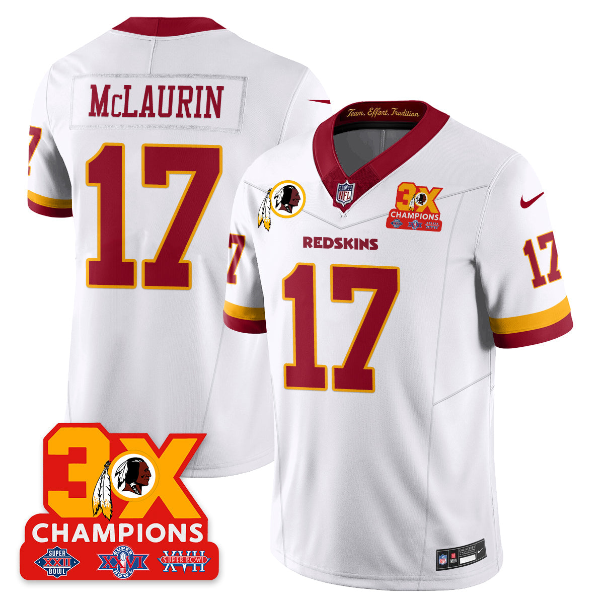 WAS 3-Time Champions Patch Vapor Limited Throwback Jersey - All Stitched-DTD
