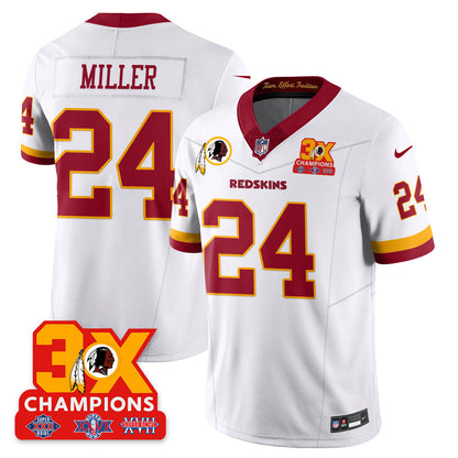 WAS 3-Time Champions Patch Vapor Limited Throwback Jersey - All Stitched-DTD