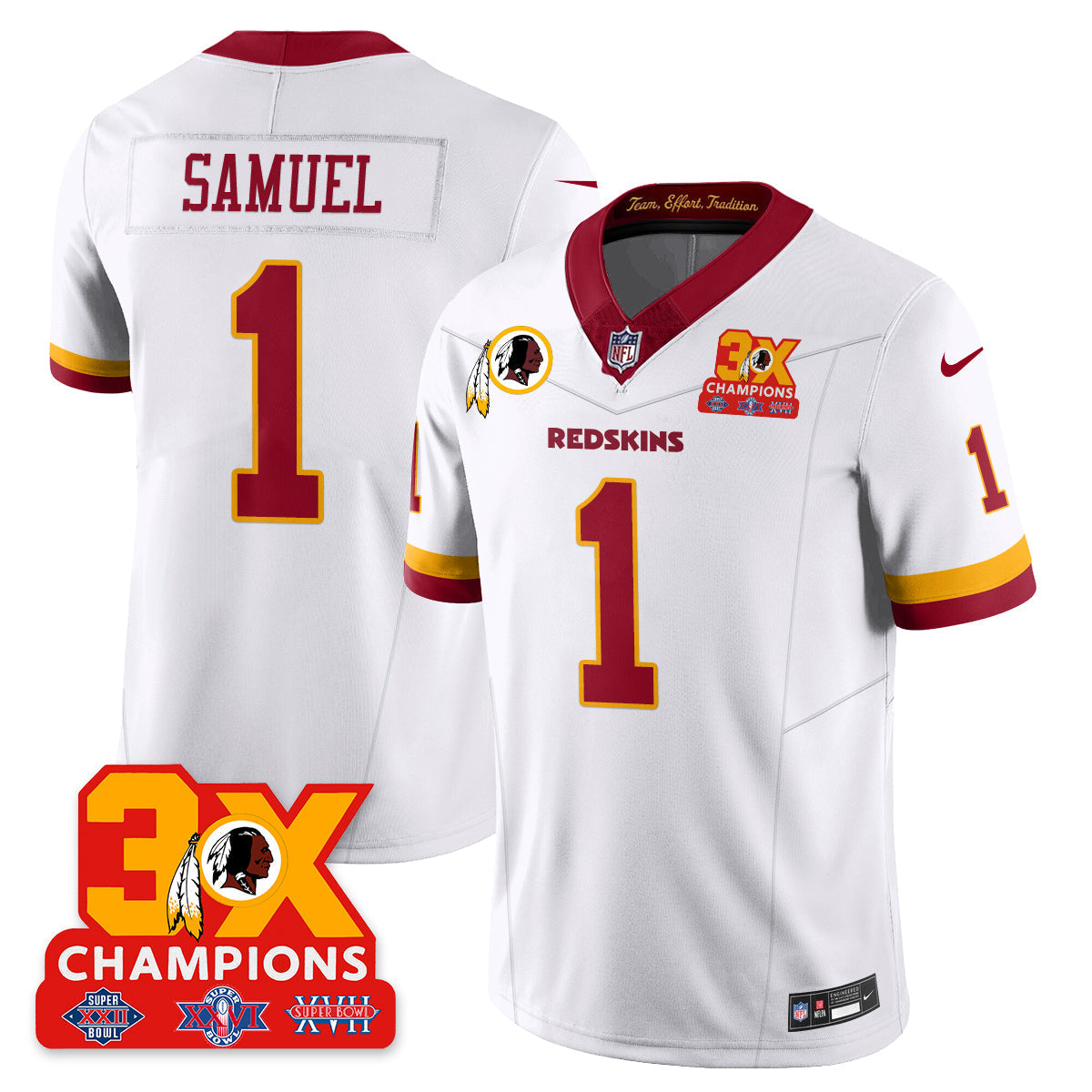 WAS 3-Time Champions Patch Vapor Limited Throwback Jersey - All Stitched-DTD