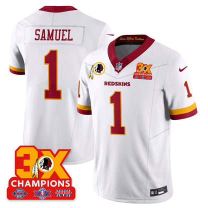 WAS 3-Time Champions Patch Vapor Limited Throwback Jersey - All Stitched-DTD