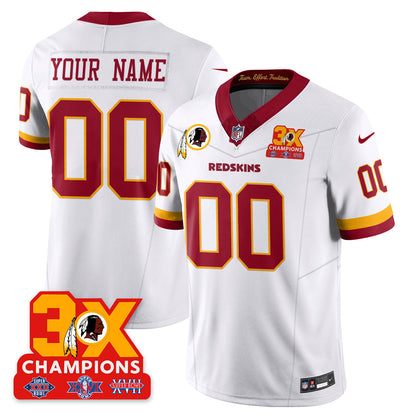 Custom WAS 3-Time Champions Patch Vapor Limited Throwback Jersey - All Stitched-DTD