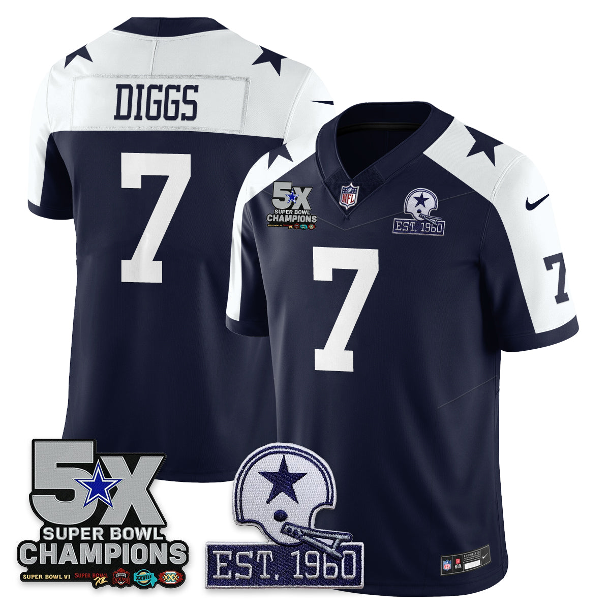 DAL 5-Time Champions Patch Vapor Limited Jersey - All Stitched-DTD