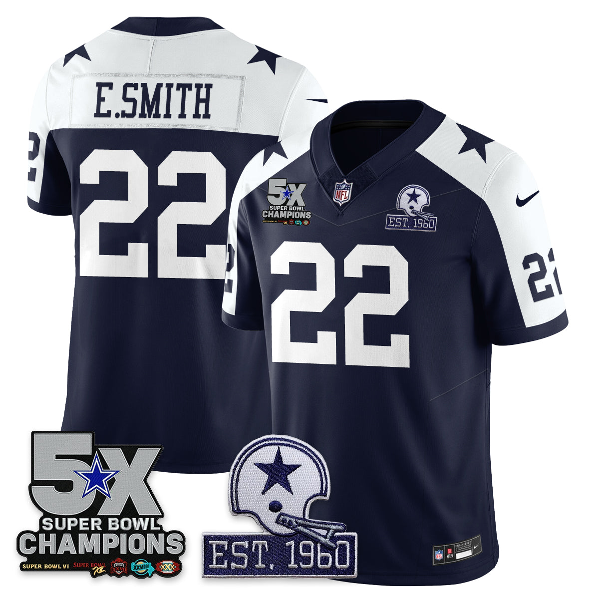 DAL 5-Time Champions Patch Vapor Limited Jersey - All Stitched-DTD