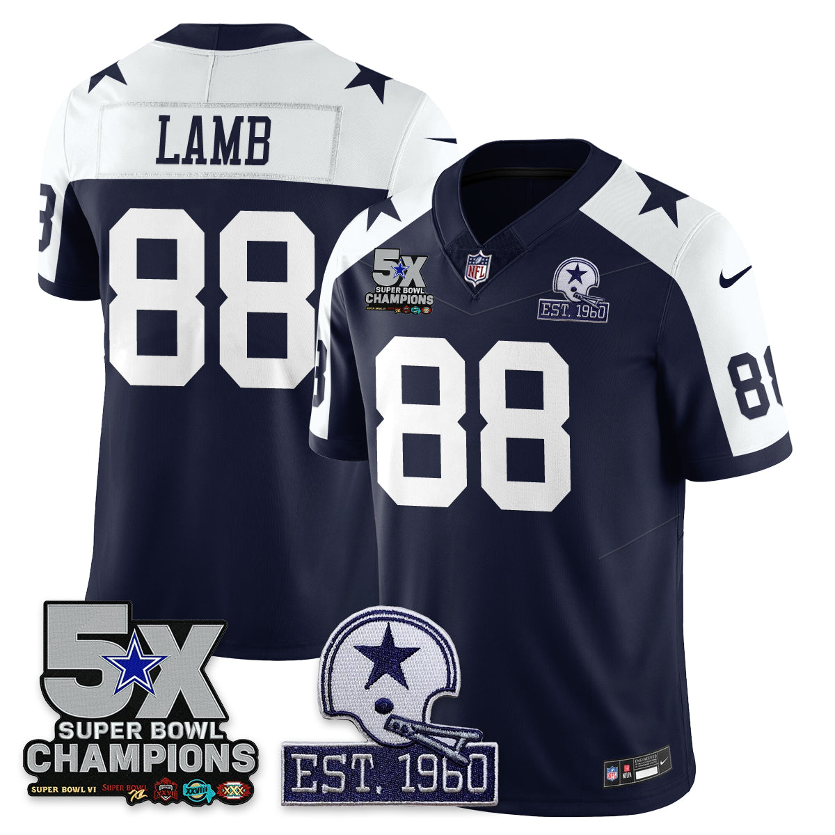 DAL 5-Time Champions Patch Vapor Limited Jersey - All Stitched-DTD
