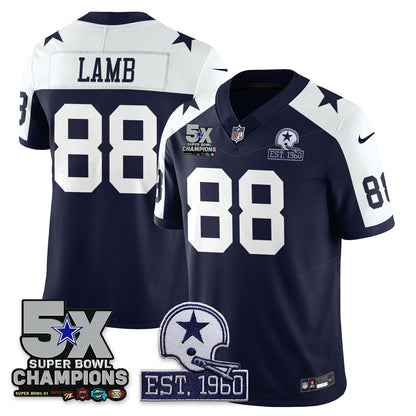 DAL 5-Time Champions Patch Vapor Limited Jersey - All Stitched-DTD