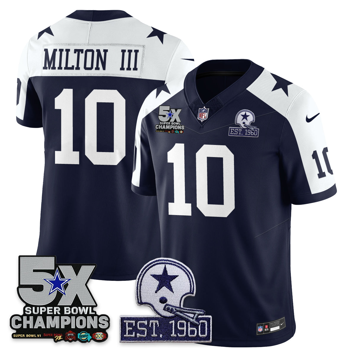 DAL 5-Time Champions Patch Vapor Limited Jersey - All Stitched-DTD