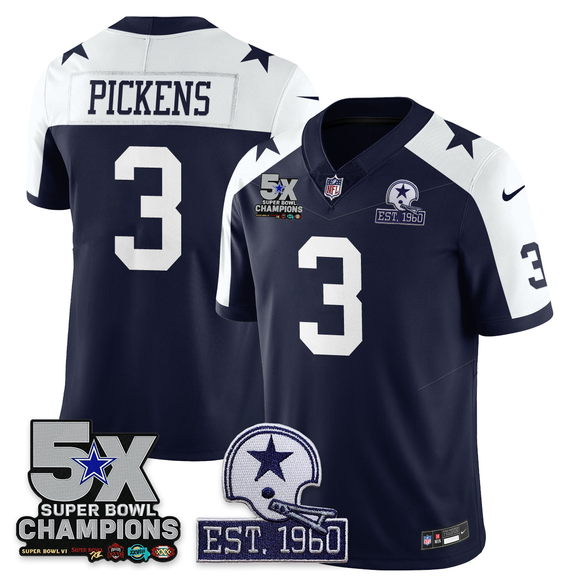 DAL 5-Time Champions Patch Vapor Limited Jersey - All Stitched-DTD