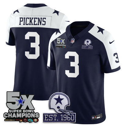 DAL 5-Time Champions Patch Vapor Limited Jersey - All Stitched-DTD