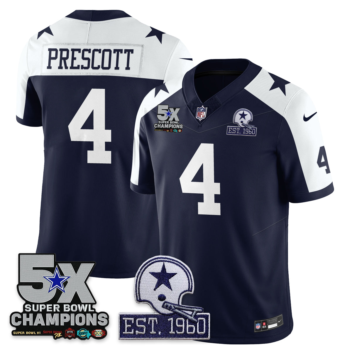 DAL 5-Time Champions Patch Vapor Limited Jersey - All Stitched-DTD