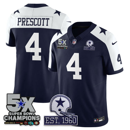 DAL 5-Time Champions Patch Vapor Limited Jersey - All Stitched-DTD