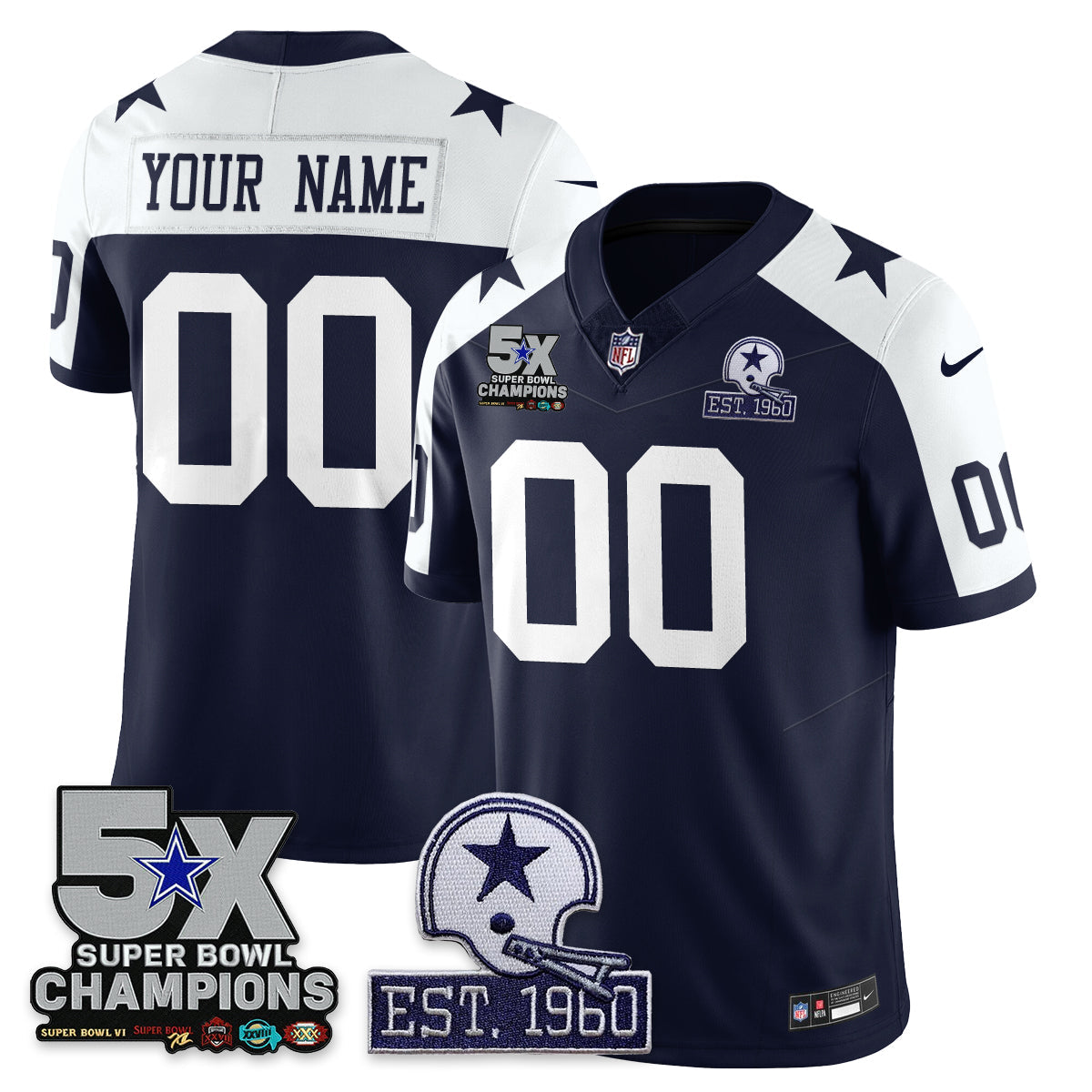 DAL 5-Time Champions Patch Vapor Limited Jersey - All Stitched-DTD