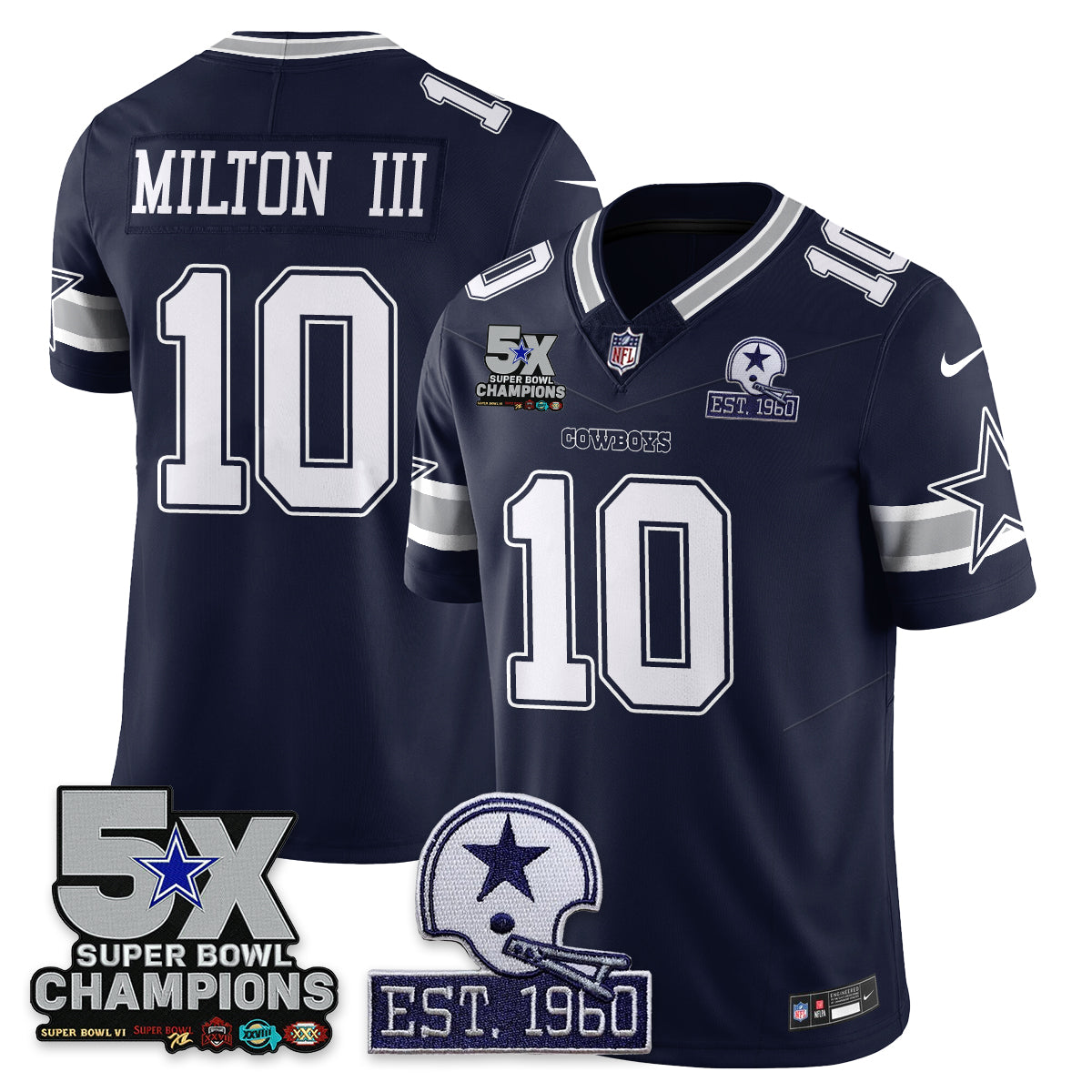 DAL 5-Time Champions Patch Vapor Limited Jersey - All Stitched-DTD