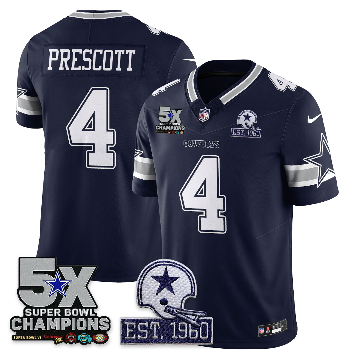 DAL 5-Time Champions Patch Vapor Limited Jersey - All Stitched-DTD