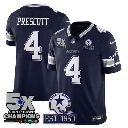 DAL 5-Time Champions Patch Vapor Limited Jersey - All Stitched-DTD