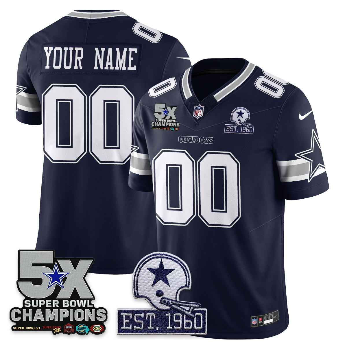 DAL 5-Time Champions Patch Vapor Limited Jersey - All Stitched-DTD