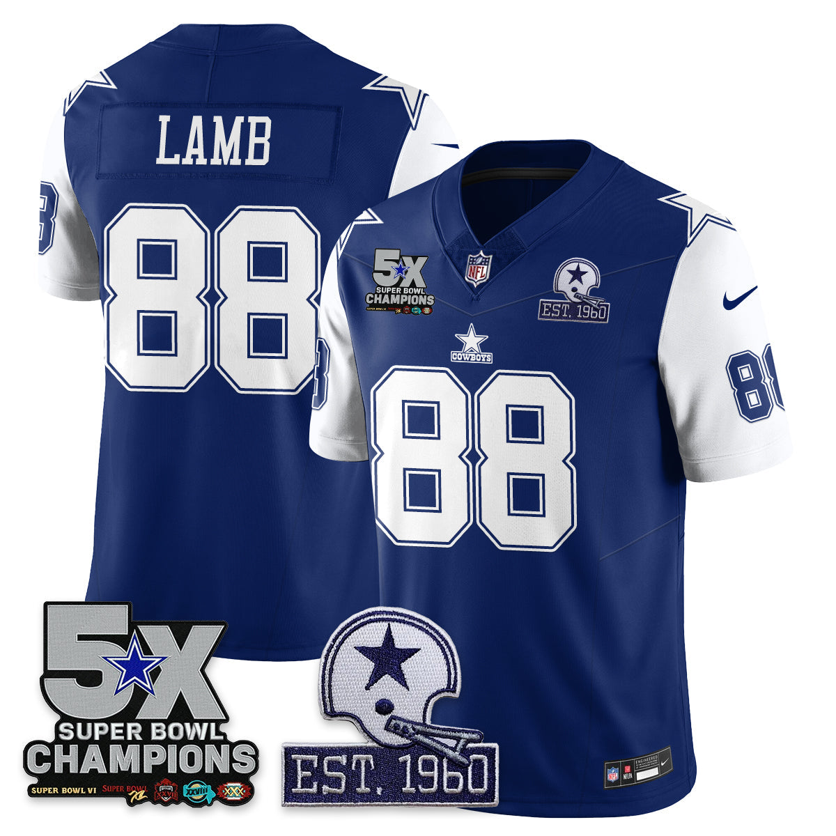 DAL 5-Time Champions Patch Vapor Limited Jersey - All Stitched-DTD