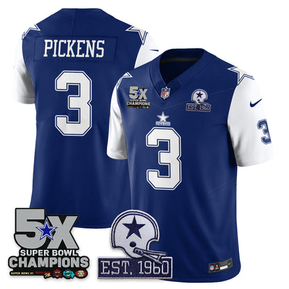 DAL 5-Time Champions Patch Vapor Limited Jersey - All Stitched-DTD