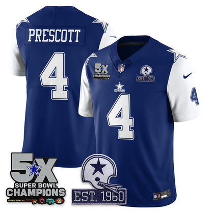 DAL 5-Time Champions Patch Vapor Limited Jersey - All Stitched-DTD