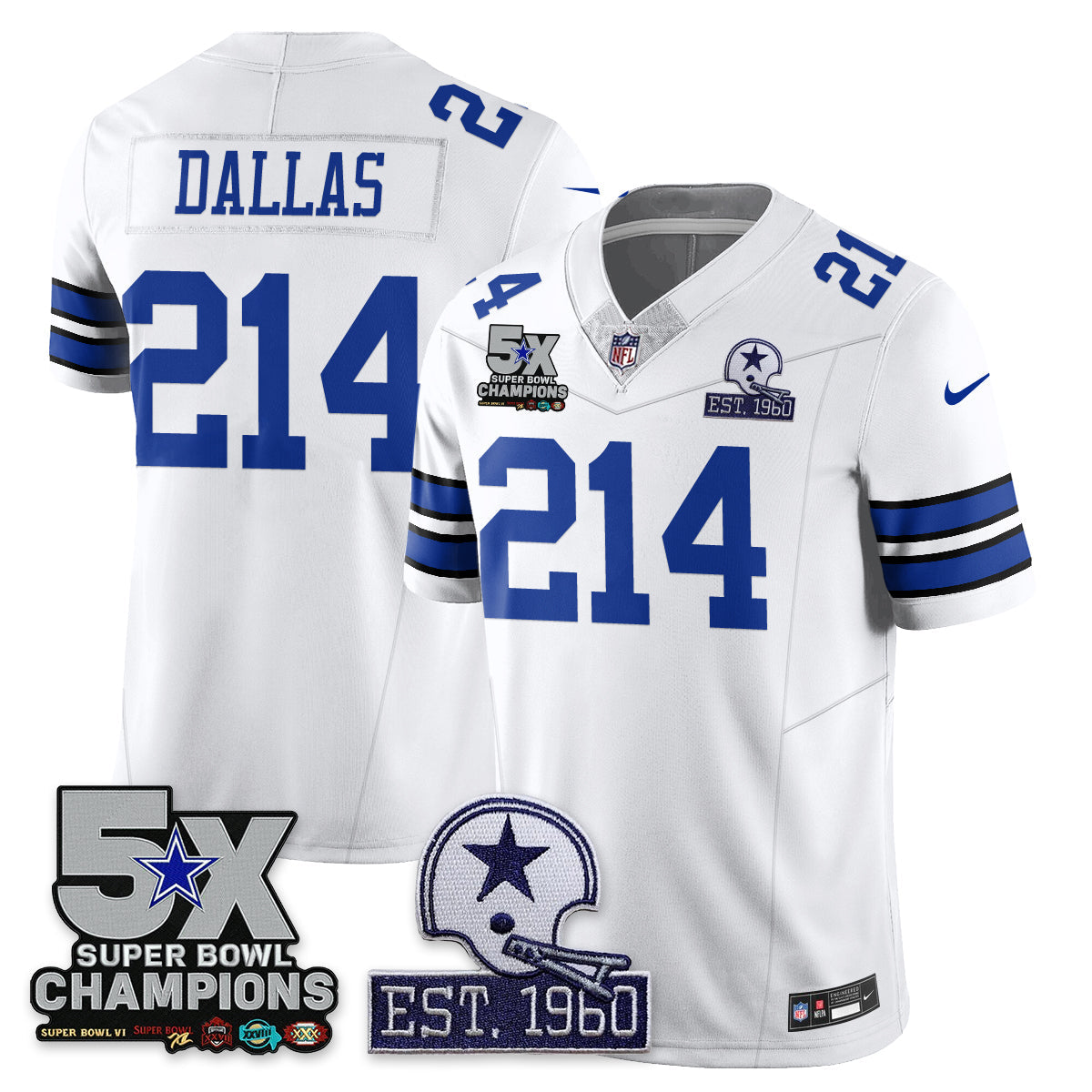 DAL 5-Time Champions Patch Vapor Limited Jersey - All Stitched-DTD